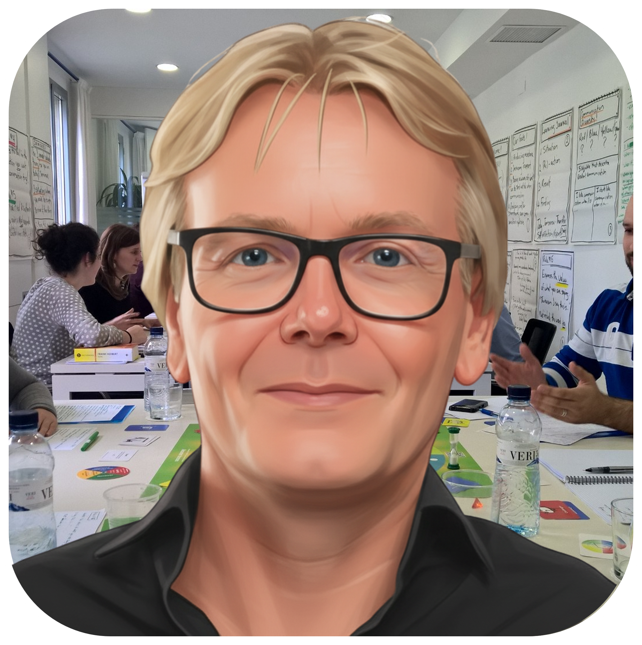 پرتره الکساندر هارمسِن برای خدمات آموزش حرفه‌ای ارتباطات بین فردی او.